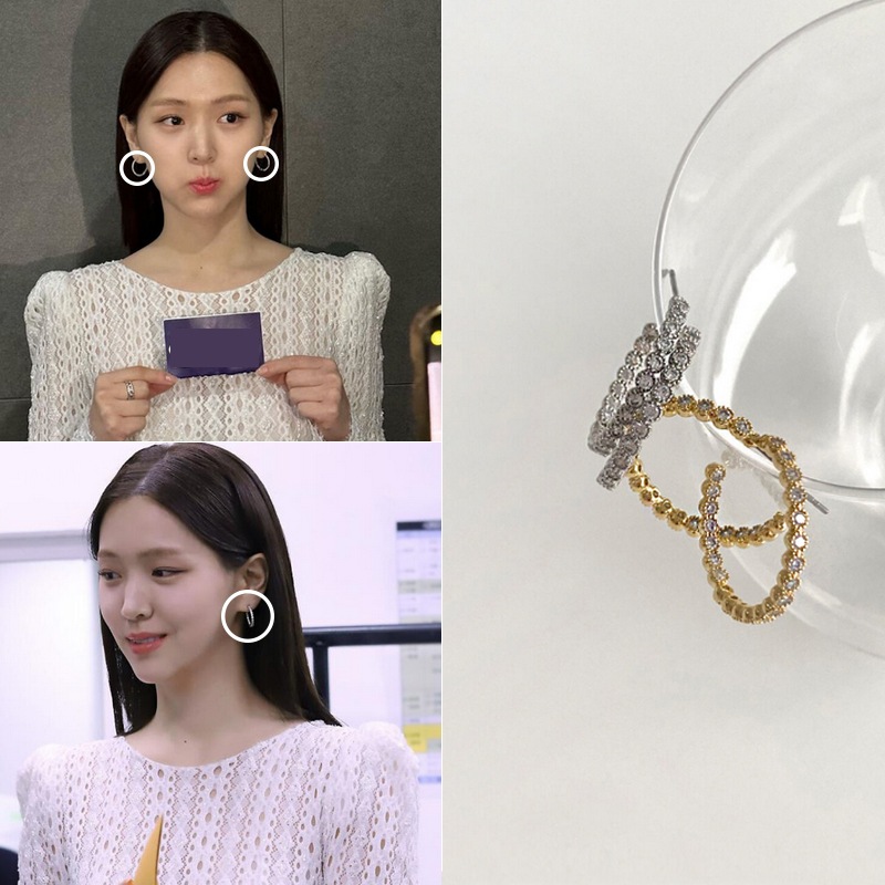 [キムジウン着用] [韓国の人気芸能人着用] Fold Cubic Ring Earring デイリーアクセサリー 韓国の女性アイドルアクセサリー