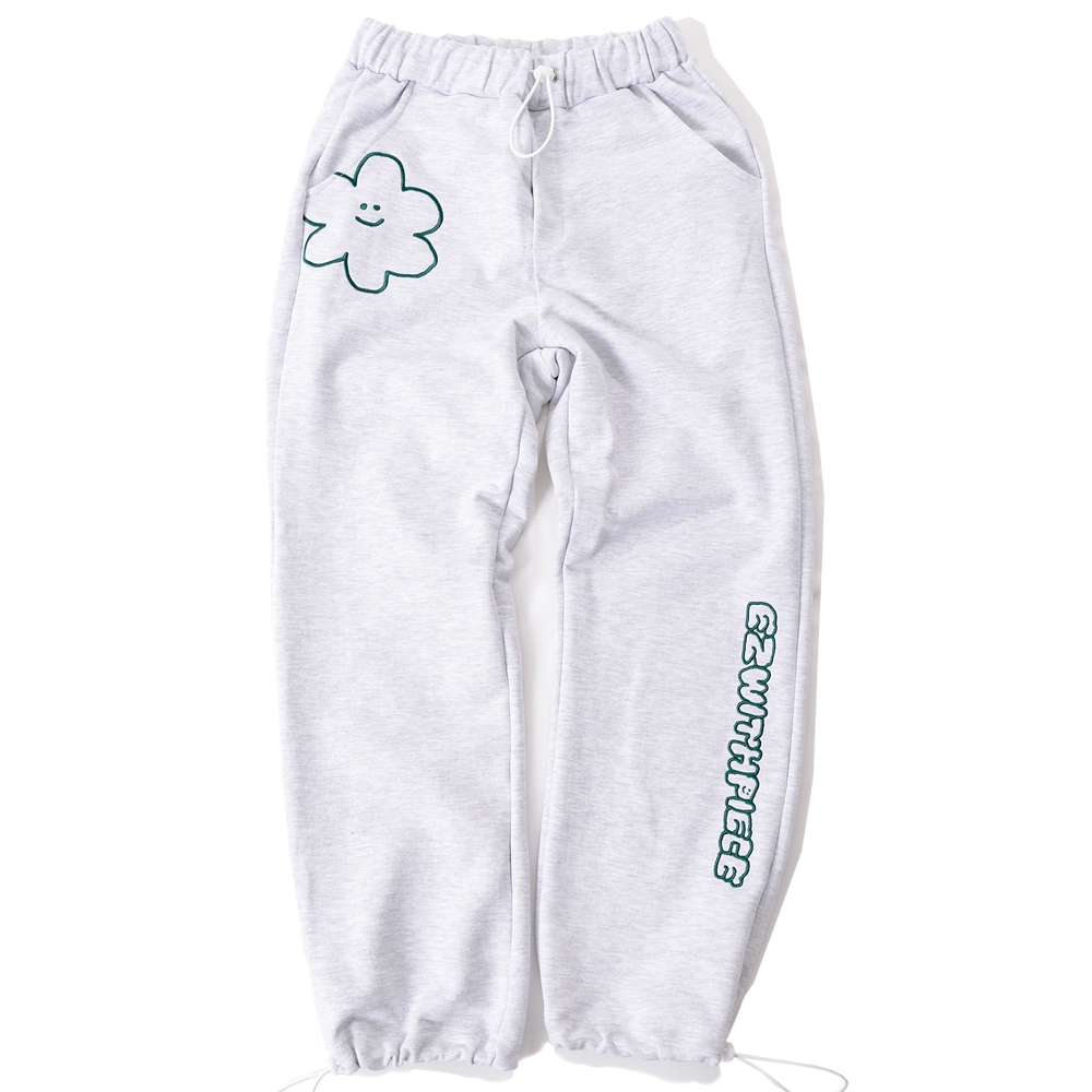 [EZwithPIECE] DAISY SWEAT PANTS (WHITE MELANGE)