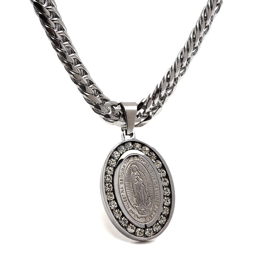 ステンレス マリアネックレス コイン [nc055-silver-n949-n348-7mm]