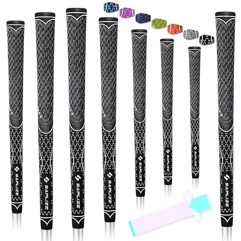 【８本セット】SAPLIZE セープライズ インパクトシリーズ ゴルフグリップ インパクトシリーズ ハーフコード ラバー アイアンウッドクラブ用 滑り止め 磨耗しにくい テープ10枚付き