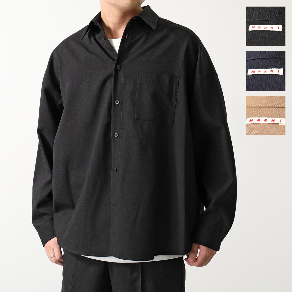 MARNI マルニ 長袖 シャツ CUMU0061X3 CUMU0061A3 TW839 メンズ バージンウール シャツジャケット 胸ポケット ロゴ セットアップ可能 カラー7色