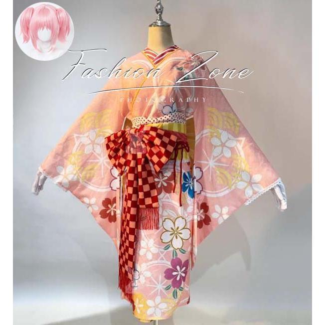 人気新作N0.1魔法少女まどかマギカ 鹿目まどか 着物 コスプレ衣装 ウィッグ cosplay ハロウィン 演出服 変装