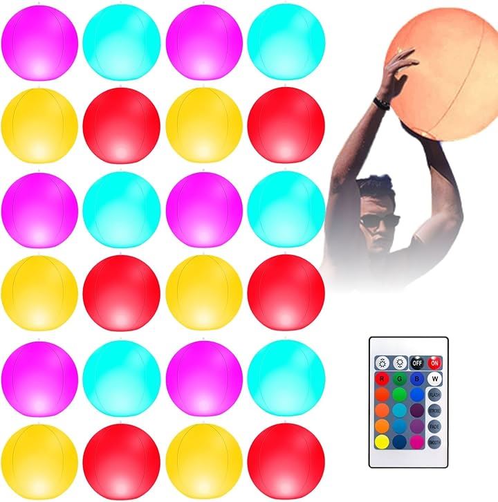 光るビーチボール ボールライト 16色 ボールプール ナイトプール ガーデンライト(16色, 2 pack)