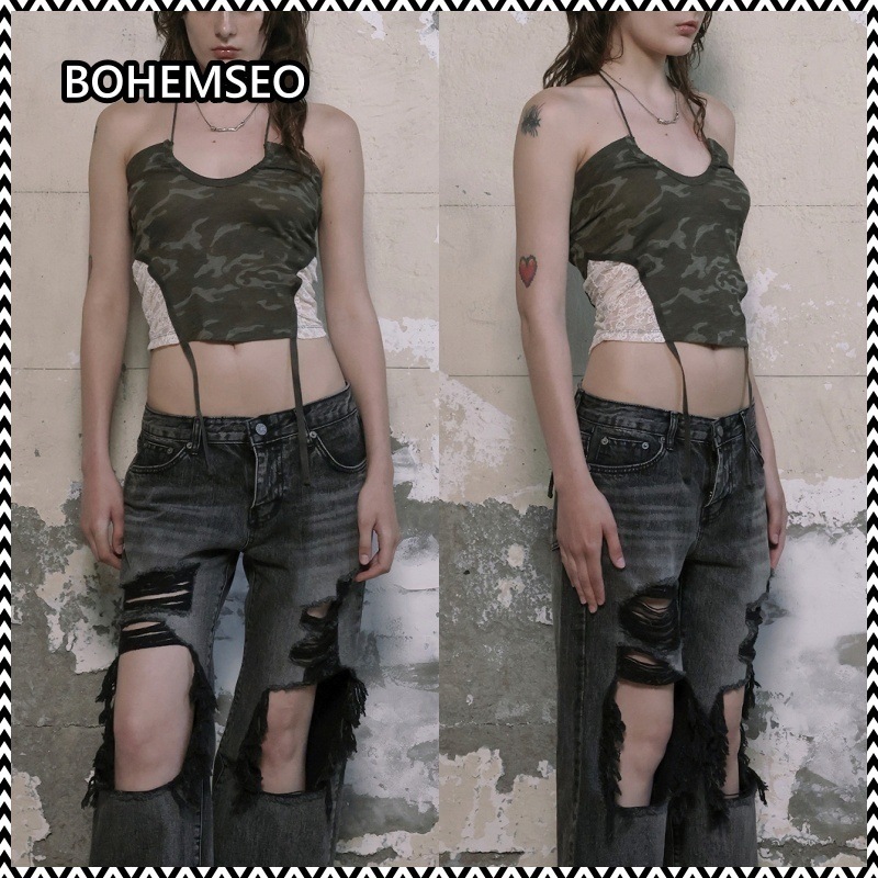 bohemian seoul CAMO HALTER TUBE TOP