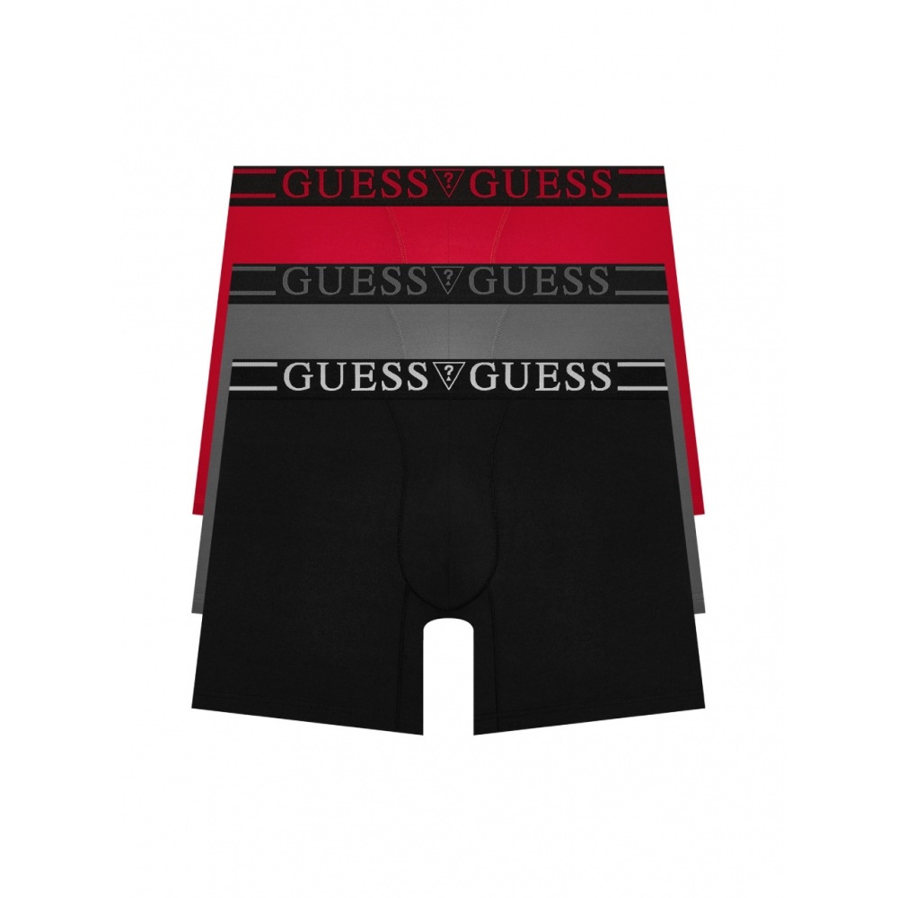 GUESS アンダーウェアダブルラインストレッチロングローズセット 3パック (BK GB DBR)