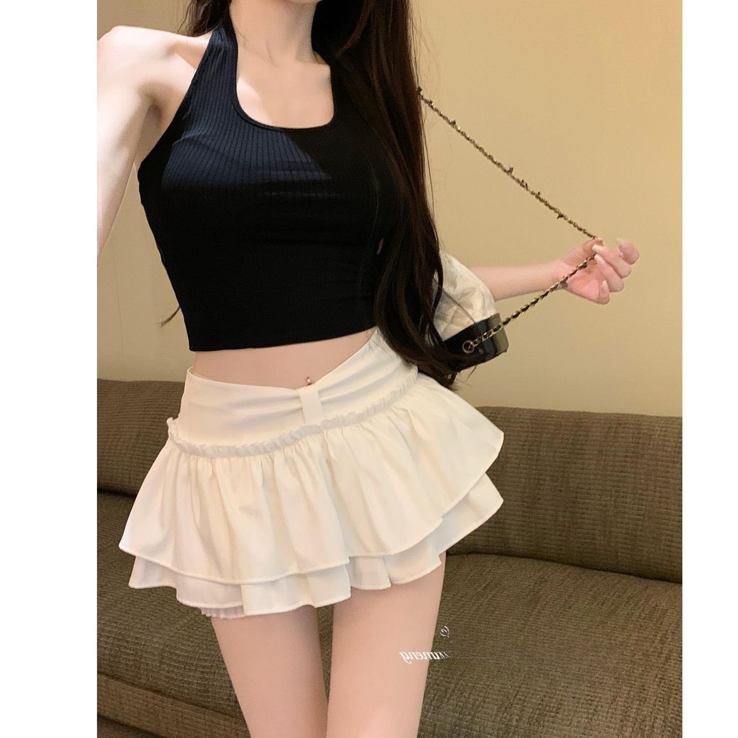 【1つ買うと10つ無料】バレエスイートスパイシーケーキの腫れたハイウエストスカート2025年夏夏の女性用ハイウエストスカートオールの気質反生成スカート