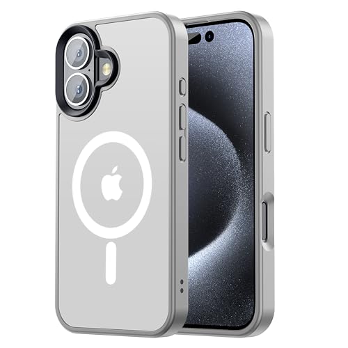 【米軍規格・MagSafe対応】 iPhone 16 用 ケース 半透明 マグネット搭載 ワイヤレス充電 耐衝撃 耐久性 全面保護 黄ばみなし ストラップホール付き イフォン16用 カバー マグセーフ