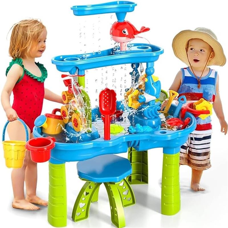 新入荷！ステップ2 ダブルスピンシャワーウォーターテーブル 椅子付き 脚の着脱機能あり幼児用3層サンドテーブルとウォータープレイテーブル 砂遊び おもちゃ ビーチ 水遊び 子供 夏 おもちゃ キッズサ