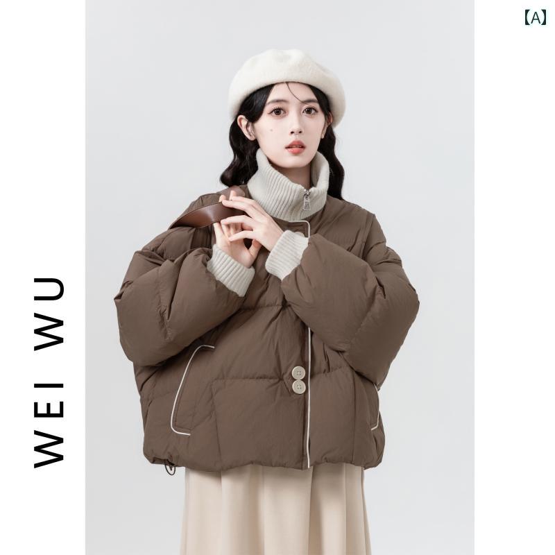 レディース 秋冬 長袖ダウンジャケット アウター モテ服 韓国 かわいい カレッジ ガーリー おしゃれ アップ 暖かい デート イベント レジャー アウトドア 女子会 普段 通学 通勤