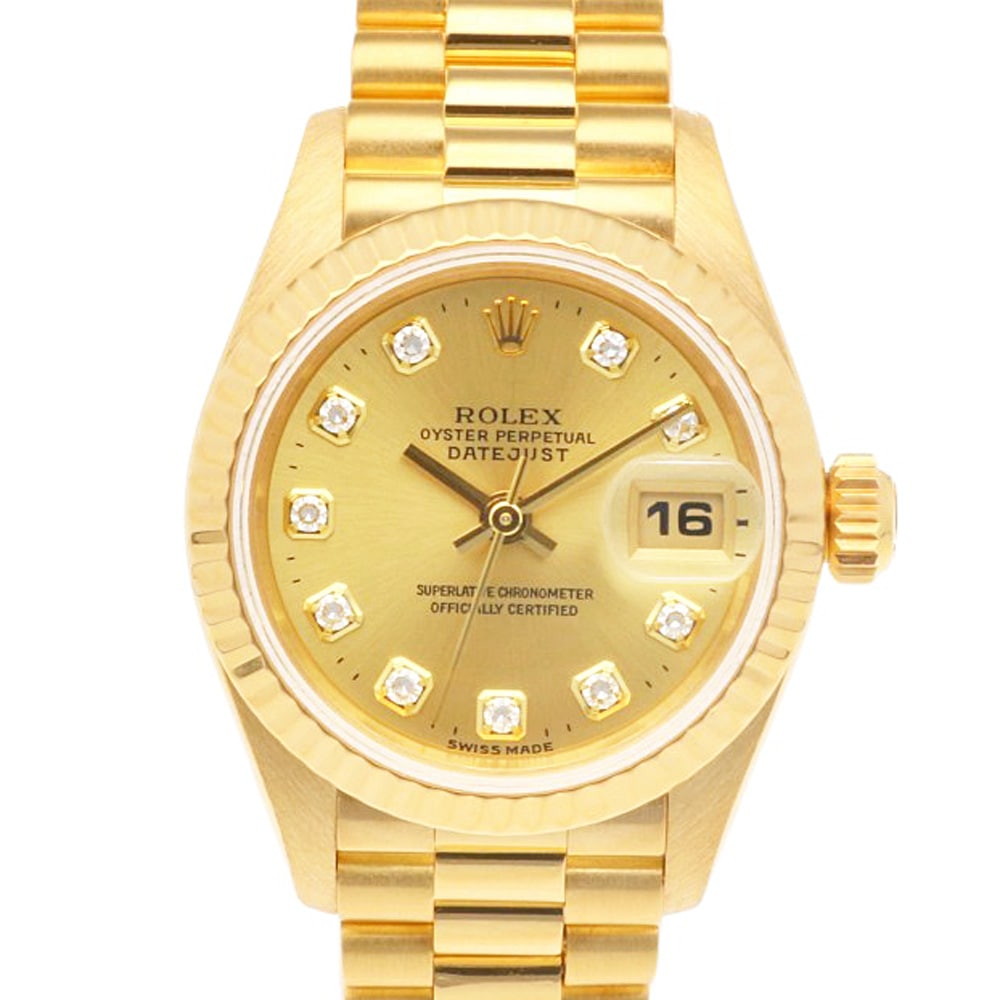ロレックス デイトジャスト オイスターパーペチュアル 腕時計 18金 K18イエローゴールド 69178G 自動巻き 1年保証 ROLEX 中古