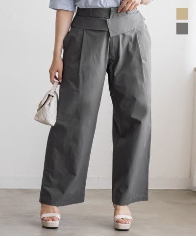 大きいサイズ レディース LL 3L 4L XL XXL XXXL ダブルウエストワイドパンツ