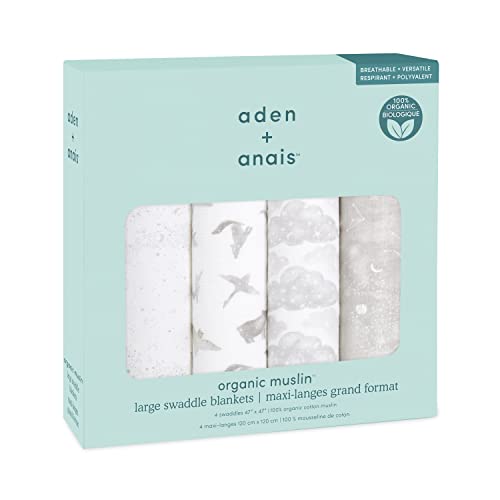 aden + anais(エイデンアンドアネイ) 日本正規品 おくるみ 4枚 セット 新生児 夜泣き対策 ガーゼ 赤ちゃん 出産祝い ベビー ギフト aden + anais GOTS認証 map t