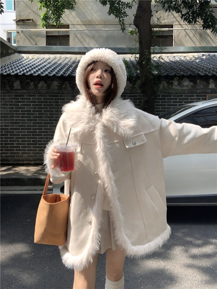 冬アウター ラージコード ウール つぎて めくる 綿をはさむ コート着 2025冬 ミディアム ゆとりがある あたたまること かわいい カーディガン 上着 韓国ファッション