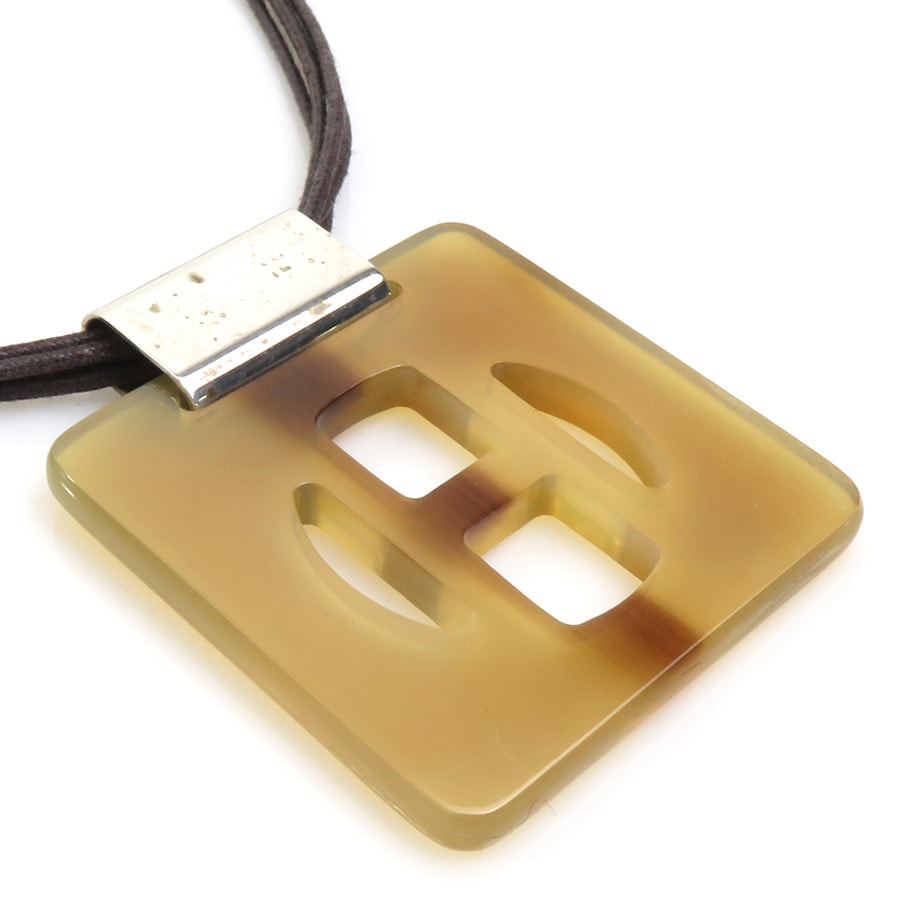 エルメス HERMES ネックレス バッファローホーン ブラウン系 レディース r10024a