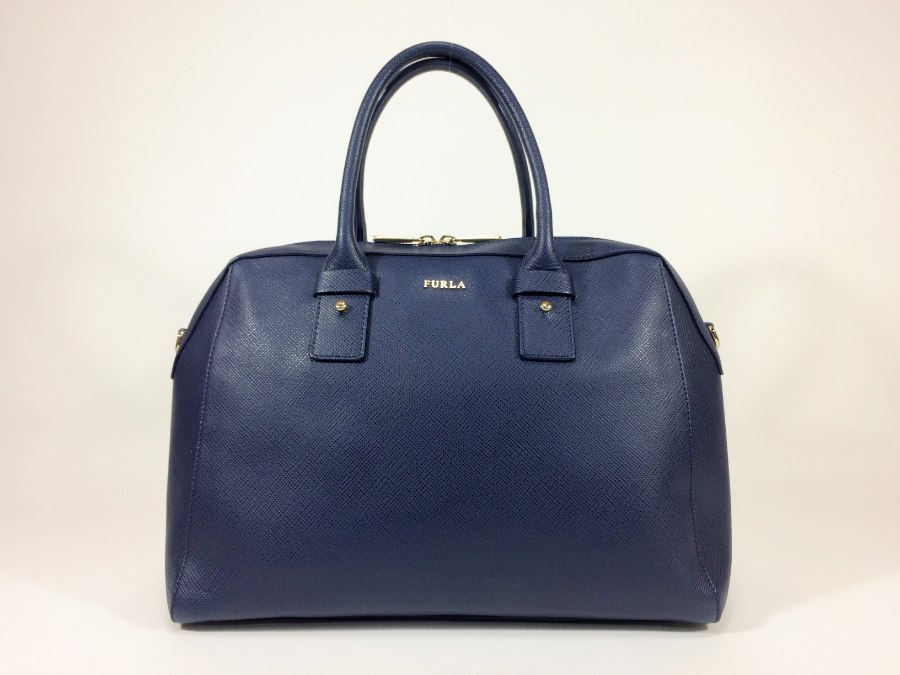 トートバッグ 2way ショルダーバッグ レザー ネイビー 中古品