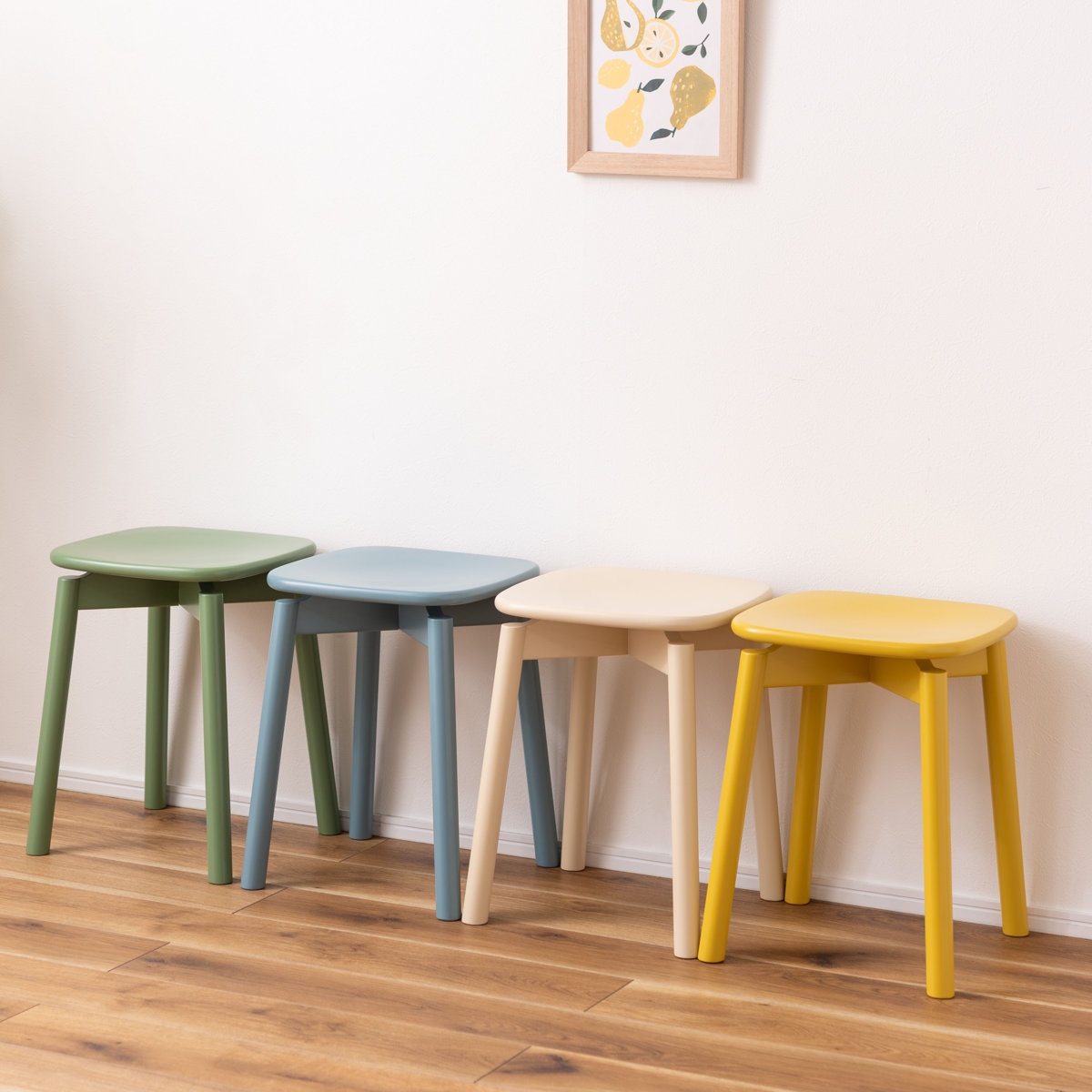 スツール 高さ45cm 角丸 カラースツール 四角 木製 ダイニング キッチン リビング 椅子 北欧 ポップ コンパクト 玄関 おしゃれ