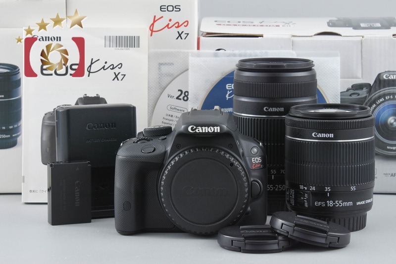 EOS Kiss X7 ダブルズームキット ブラック シャッター回数僅少 元箱付き
