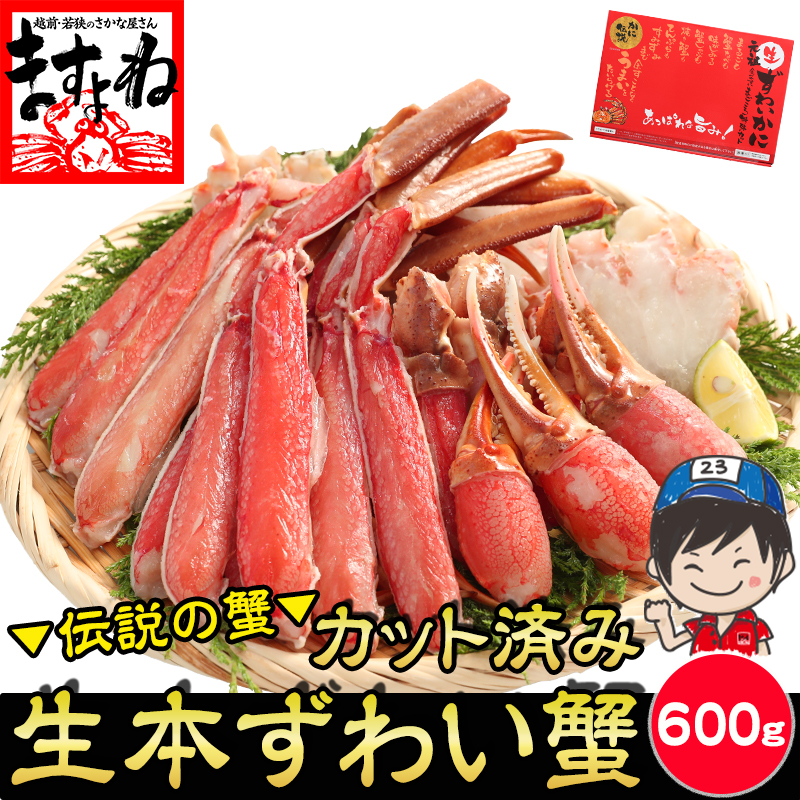 元祖カット済生本ずわい蟹 中盛600g(総重量800g/2人前)　かに カニむき身 カニポーション カット済みズワイ蟹【ギフトのし対応】