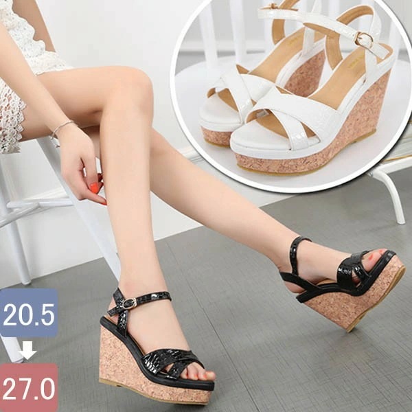 ウェッジソール サンダル 厚底 ウエッジソール 厚底サンダル レディース かかと あり ヒールサンダル アンクルストラップ エスパドリーユ ジュート シューズ 黒 白 小さいサイズ 大きいサイズ 大人