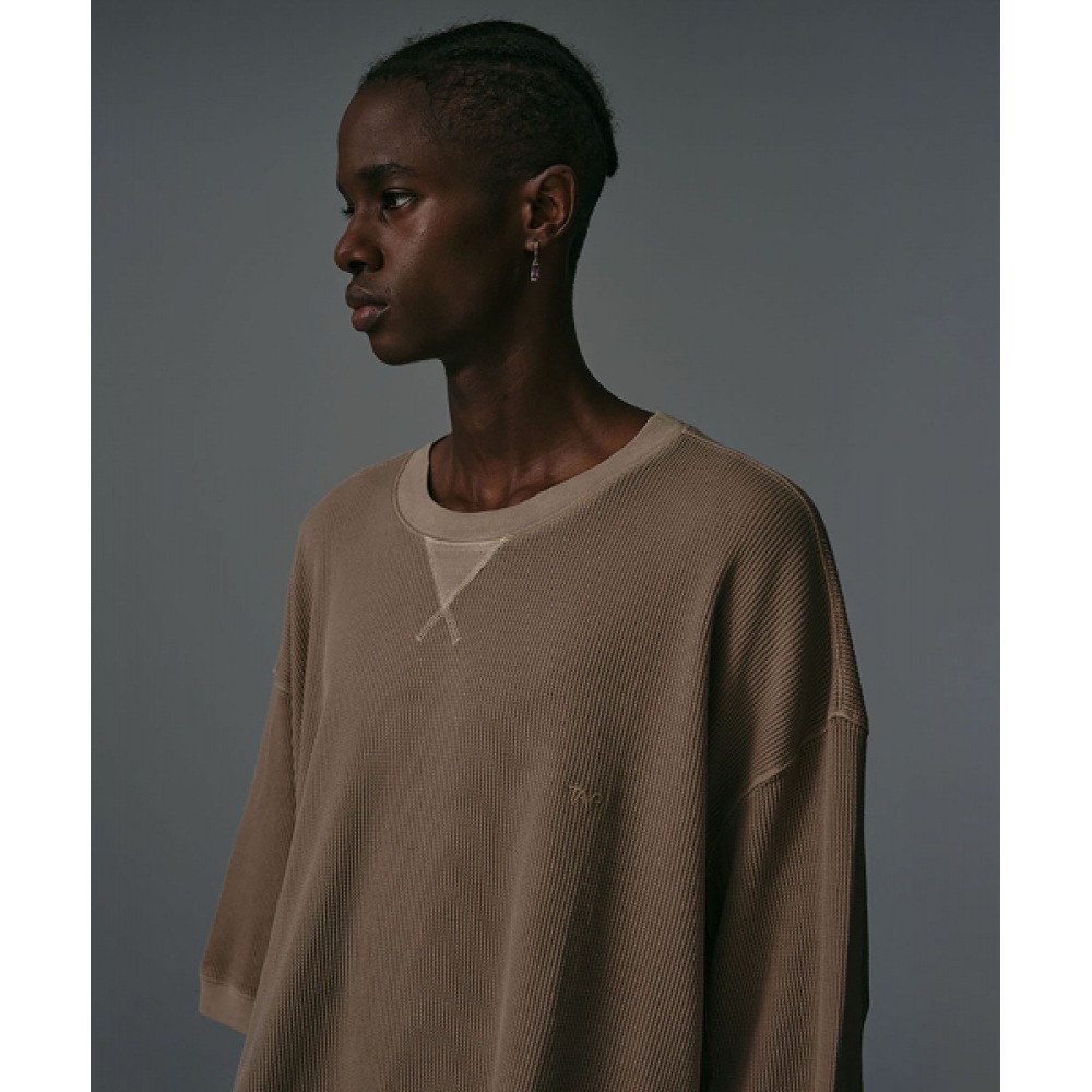 ザアンチプラットフォームピグメントオーバーフィットハーフスウェットシャツ（ベージュ）