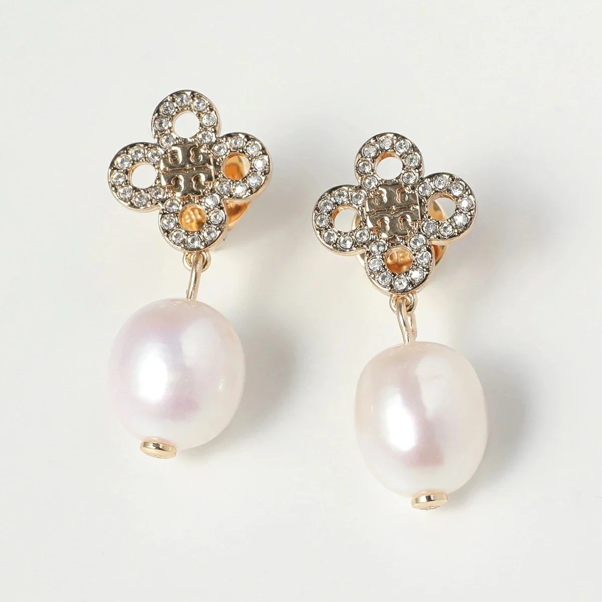 TORY BURCH トリーバーチ ピアス KIRA CLOVER PEARL DROP キラ クローバー パール ドロップ 163716 レディース ダブルT 782/TORY-GOLD/PEARL