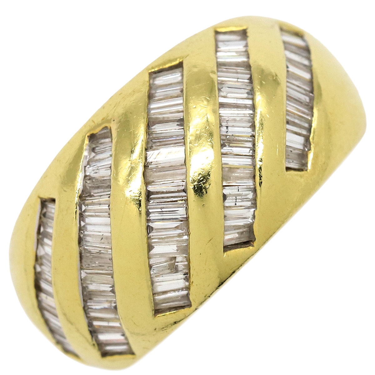 リング 指輪 ダイヤリング K18YG ダイヤモンド イエローゴールド テーパー 13.5号【中古】