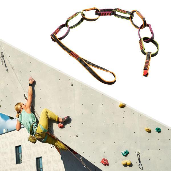 クライミング用デイジーループチェーン デイジーチェーンロープ 軽量 22kN ナイロンウェビング クライミングロープ スピードディセント登山用