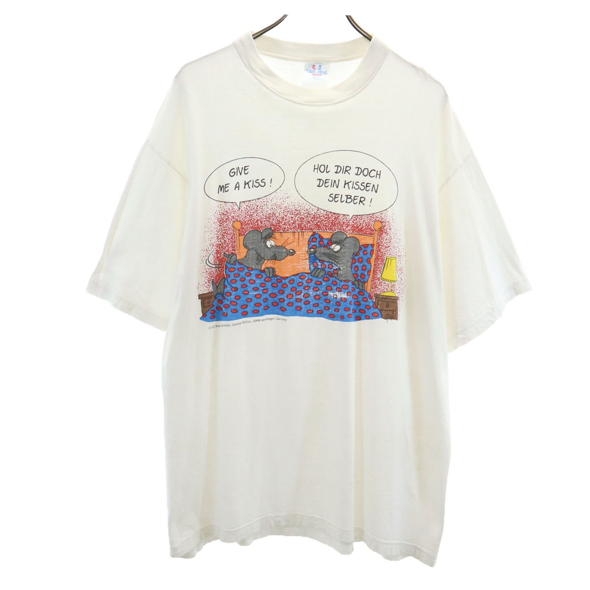 TEE JAYS 90s オールド 漫画家 ウリシュタイン 半袖 メッセージ Tシャツ XXL ホワイト Uli Stein メンズ 古着