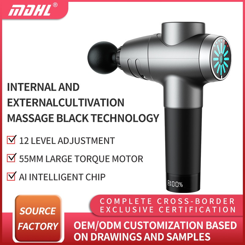 新しい高価値マルチレベル調整lcdタッチスクリーンブラシをかけた筋肉リラクサーマッサージガン銃