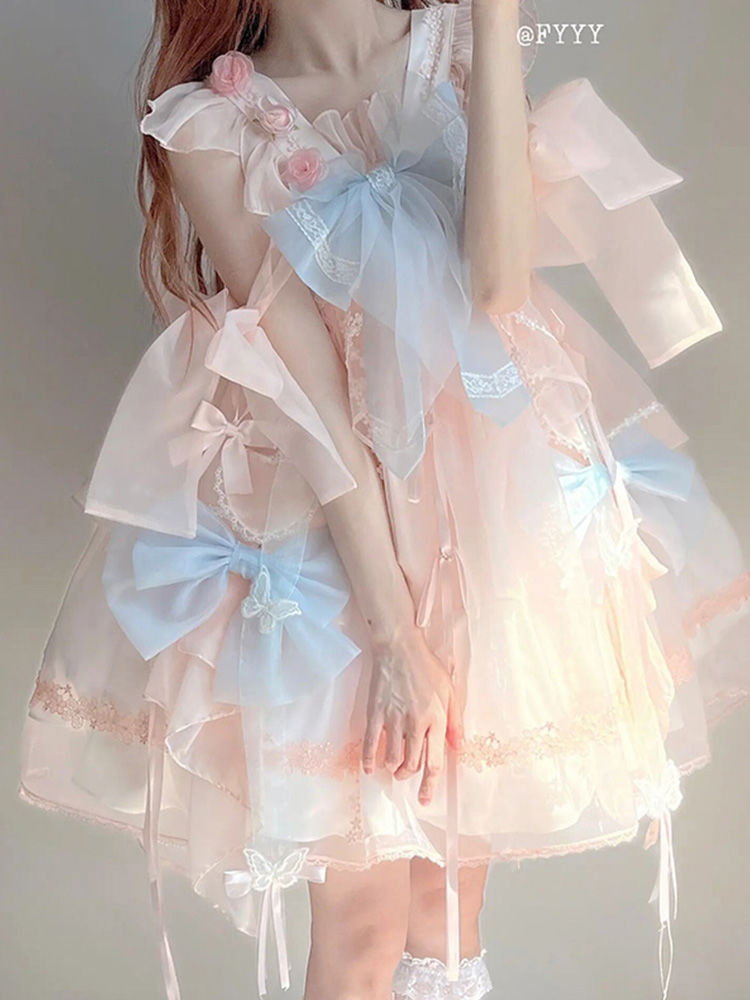 【リボン送り】可愛い仙気中華風lolitaワンピース女性洋服ロリータ姫スカート
