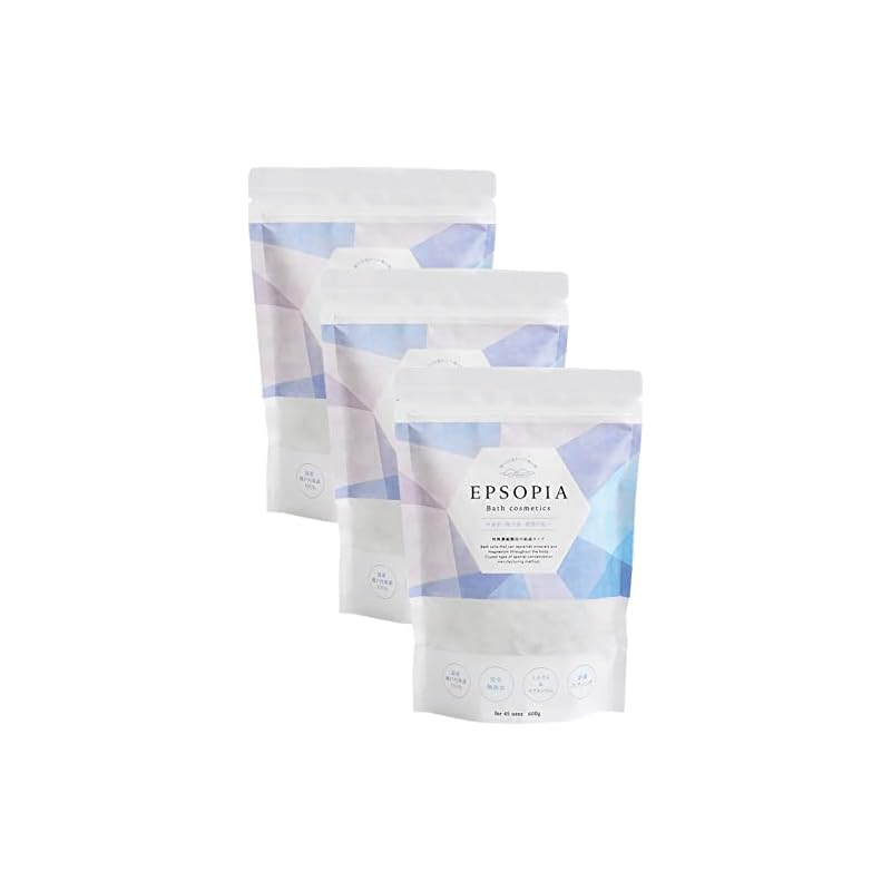 (３個セット) バスソルト マグネシウム 保湿 浴用化粧品 入浴剤 (国産 天然成分) 計量スプーン付 無香料 ギフト プレゼント EPSOPIA エプソピア (600g3個＋増量200g3個)