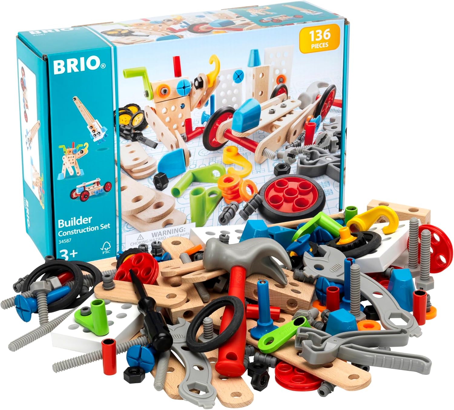 BRIO ブリオ ビルダー コンストラクションセット 全136ピース 対象年齢 3歳~ 大工さん 工具遊び おもちゃ 知育玩具 34587