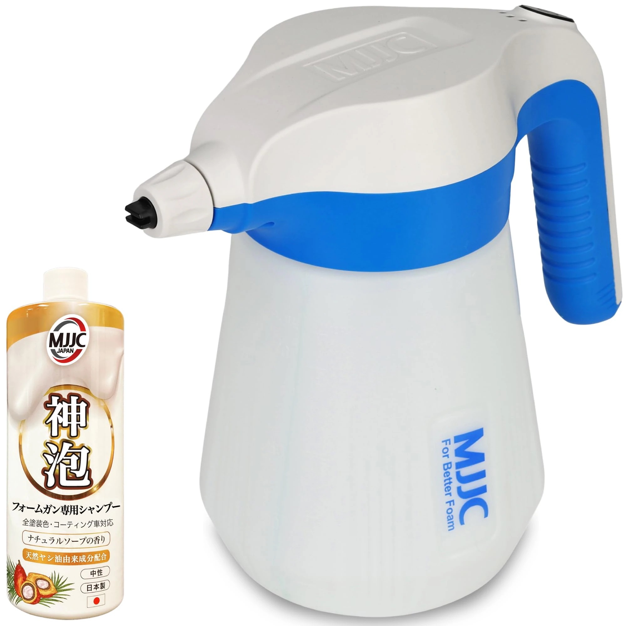 電動フォームガン 充電式 洗車用品 コードレス 自動泡噴霧器 2.25L 大容量 ボトル (神泡シャンプー200ml+神泡ワックス200ml