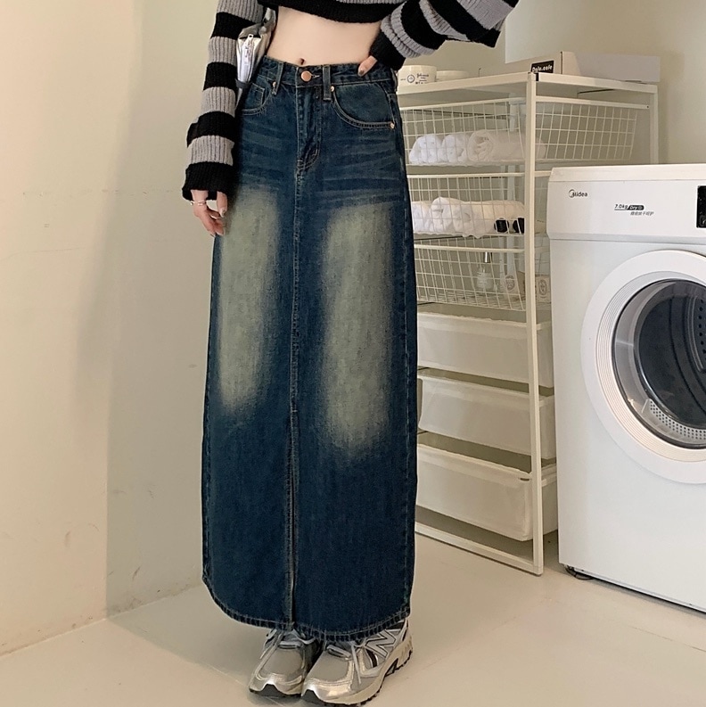 スカート ボトムス デニムスカート ロング ロング丈 マキシ マキシ丈 フレア Aライン スリット ハイウエスト デニム ブルーデニム かわいい 大人可愛い シンプル カジュアル おしゃれ お洒落 5,382円
