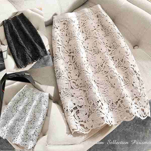 大安売り総レースタイトスカート　高級感有り　ひざ丈　上品　パーティー　イベント　ほっそり効果大通勤通学20代30代40代50代60代