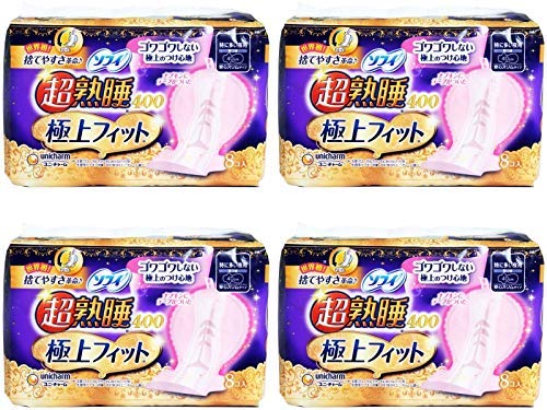 【まとめ買い】ソフィ 超熟睡極上フィット 400 8枚(くるっとテープつき)生理用ナプキン 夜用【×4個】