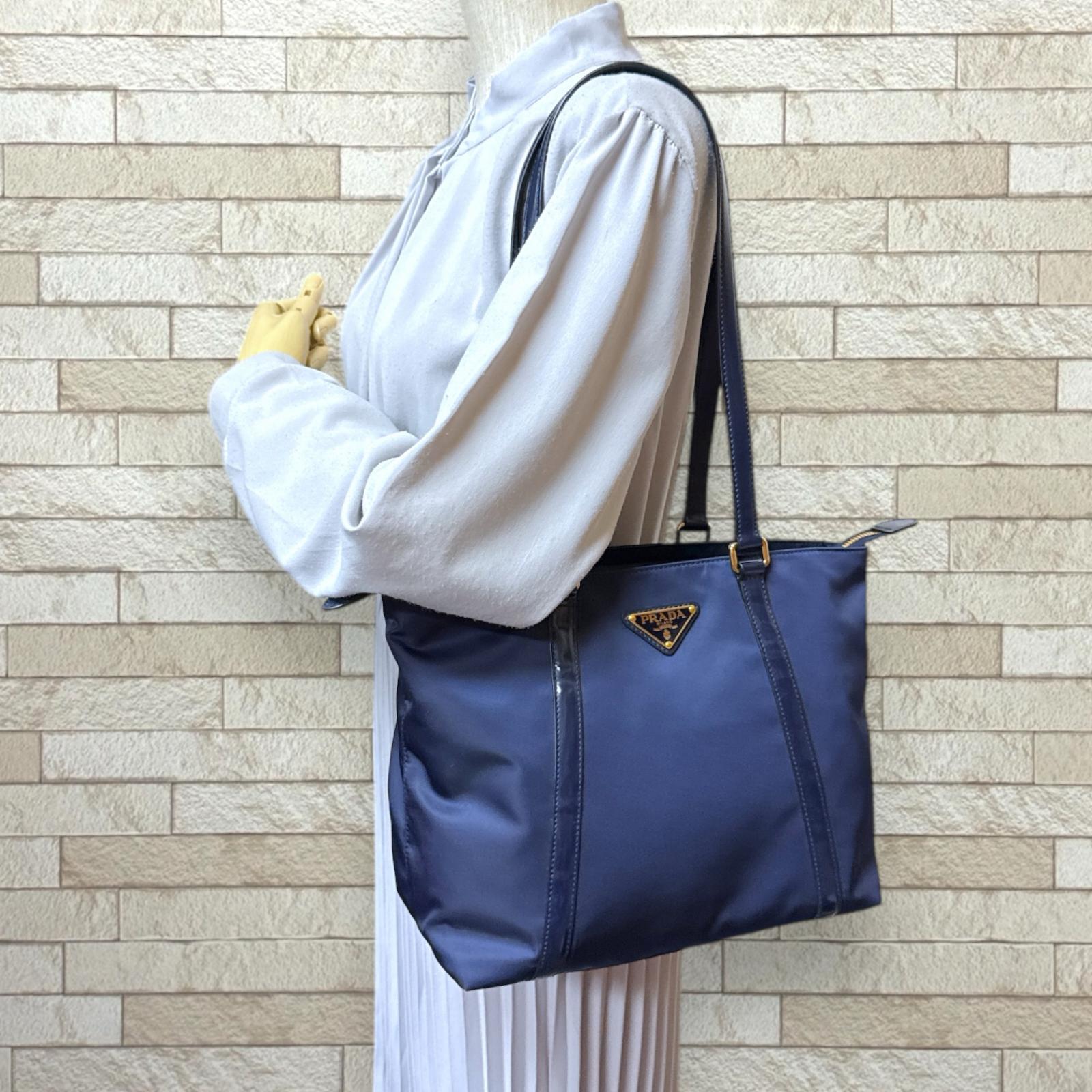 プラダ トートバッグ ナイロン 1BG290 ネイビー PRADA 中古