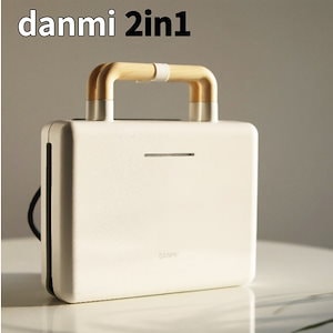 [danmi] 2in1ワッフルメーカー&サンドイッチメーカーDA-SAN02/デザートメーカーコンパクト菓子ホームパーティーワンタッチ取替型プレート