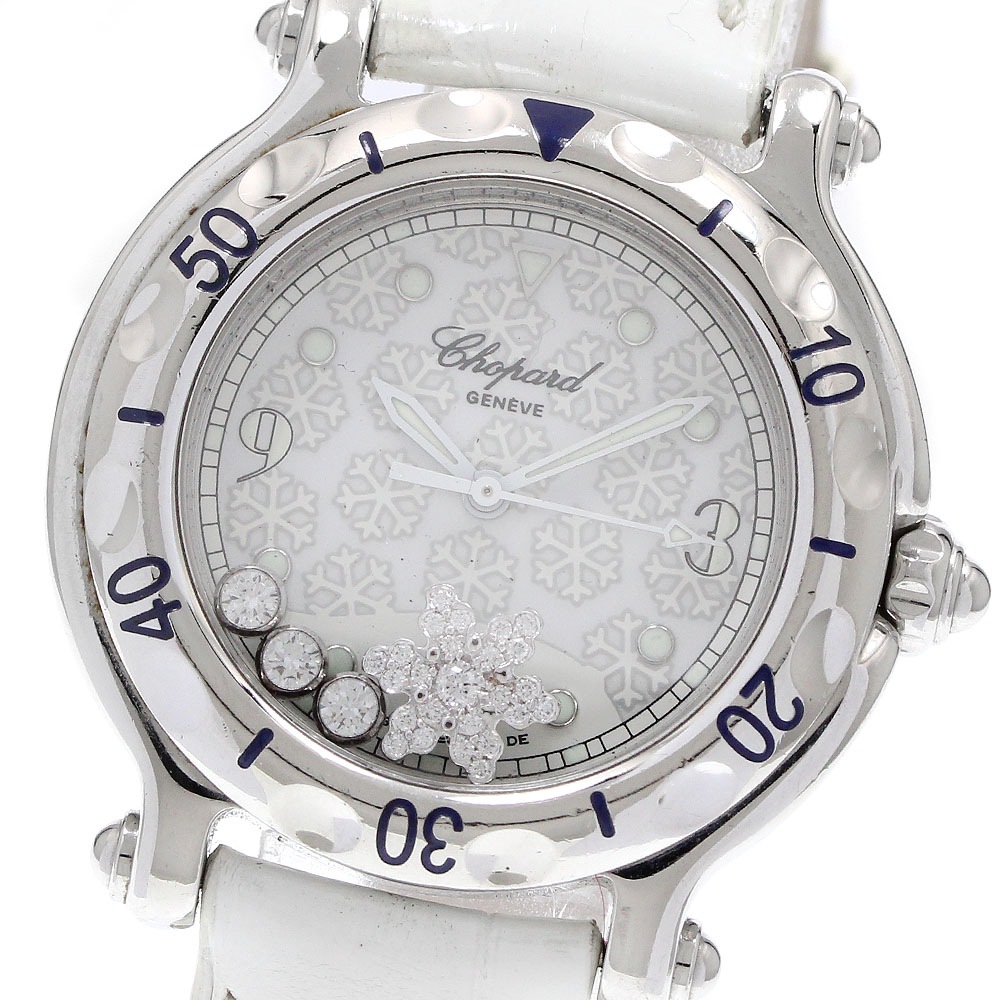 ショパール Chopard 27/8949 ハッピースポーツ スノーフレークダイヤ デイト クォーツ レディース _934560【中古】