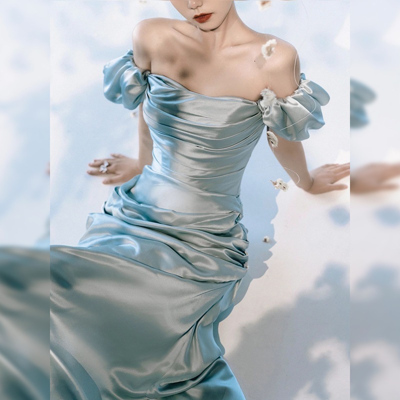 モーニングドレス花嫁婚約タキシードライトウェディングドレス敬酒服胸ぬぐいワンピース