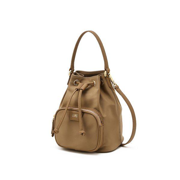 [25SS] [定番商品] ベージュロゴ装飾レザーハンドバッグWCBA5E665I2