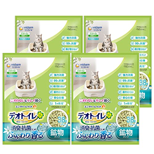 デオトイレ 猫用 サンド 香る消臭 抗菌サンド グリーン 3.8L×4個 おしっこ ペット用品 ユニチャームケース販売