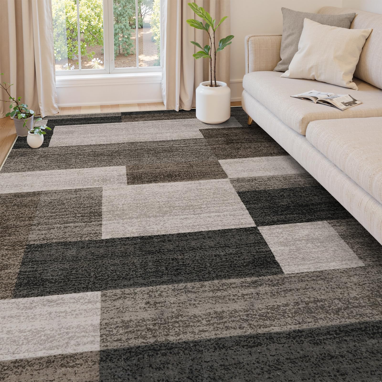 HAOCOO カーペット 洗える 200X300cm ラグ 2畳 北欧風 ホットカーペット対応 モダン ふわふわ 滑り止め 防音 抗菌防臭 室内用 正方形 ラグマット オールシーズン適用 モザイク カ