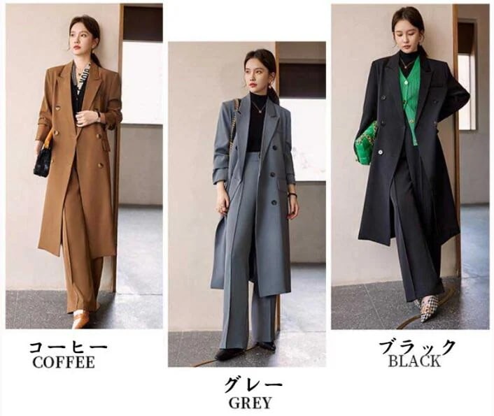 お買い得上品 ビジネススーツセット 上下セット ロングジャケット+ズボン ２点セット レディーススーツセット チェスター 女性スーツ 無地 エレガント セットアップ パンツスーツ 3色 アウター トレ