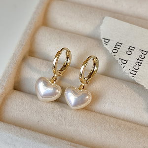 【1点ご購入 で10点プレゼントいたします】ハートパールの耳掛けシンプルな耳輪高級感のあるピアス気質百合ピアス女