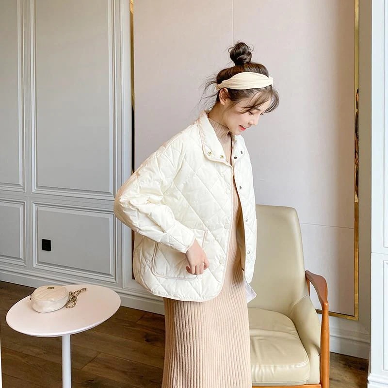 ダウンジャケット アウター ブルゾン ダウン 90%ダウン スタンドカラー キルティング 無地ショート丈 レディース ゆったり スポーティ防寒
