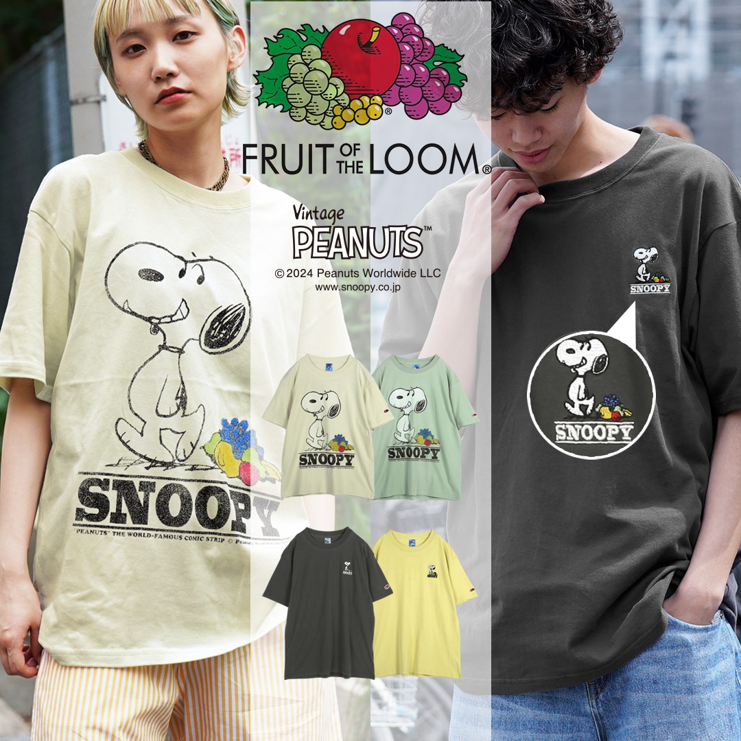 FTL×スヌーピー 表ピーチ起毛 半袖Tシャツ