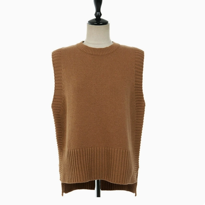 レディース ニット プルオーバー ベスト 丈長 袖なし ノースリーブ クルーネック 襟なし ストレート きれいめ シンプル カジュアル 上品 おしゃれ こなれ感 ラフ 主役級 存在感 都会的