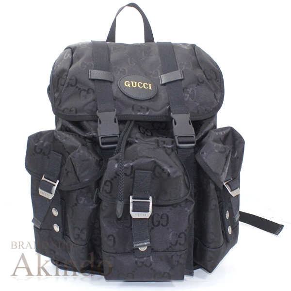 【新品】グッチ オフザグリッド バックパック 黒 ブラック A4 GG ナイロンキャンバス ブラック リュックサック メンズ 626160 Gucci Off The Grid 軽量 マルチポケット