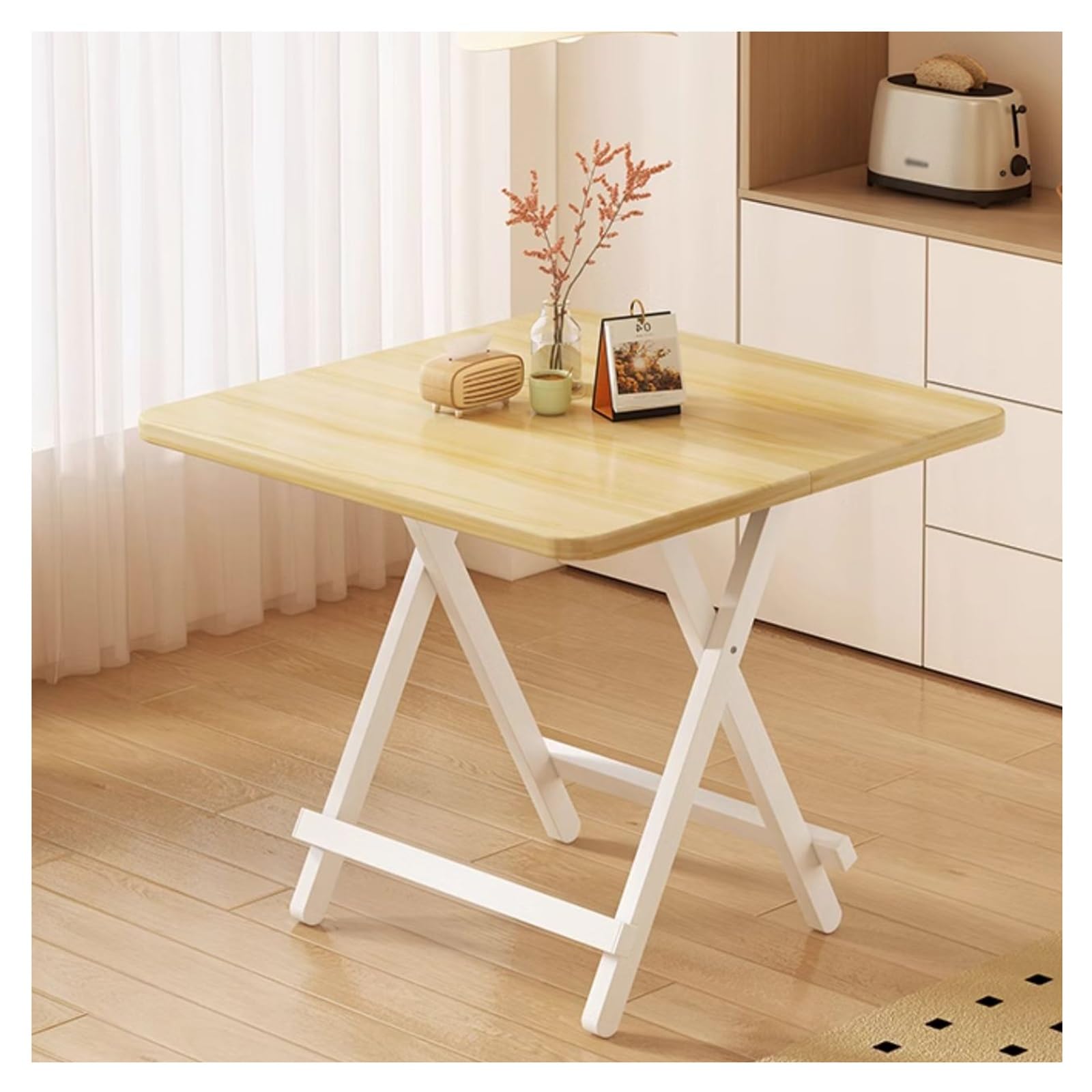 正方形の折りたたみ可能な木製のダイニングとキャンプテーブル - 屋内/屋外での使用のための濃厚なセンターテーブル - 60/70/80/90/100cmサイズで利用可能 LWX